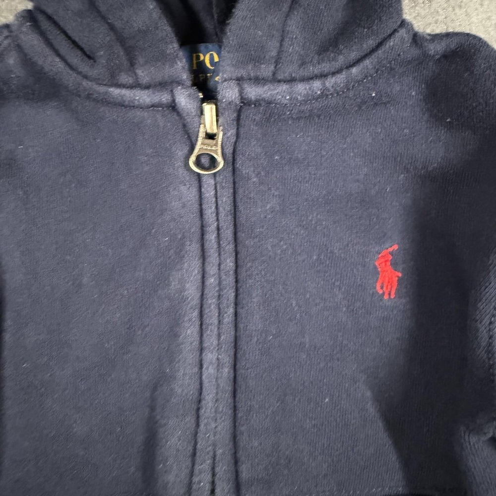 Polo Ralph Lauren Hoodie Kids 2T Navy Blue Fleece Full Zip Pony Logo Sweatshirt‎ - Picture 2 of 9
